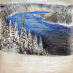 “Mounting in Winter” in February 2008 – brown paper, pencil and light and dark blue.